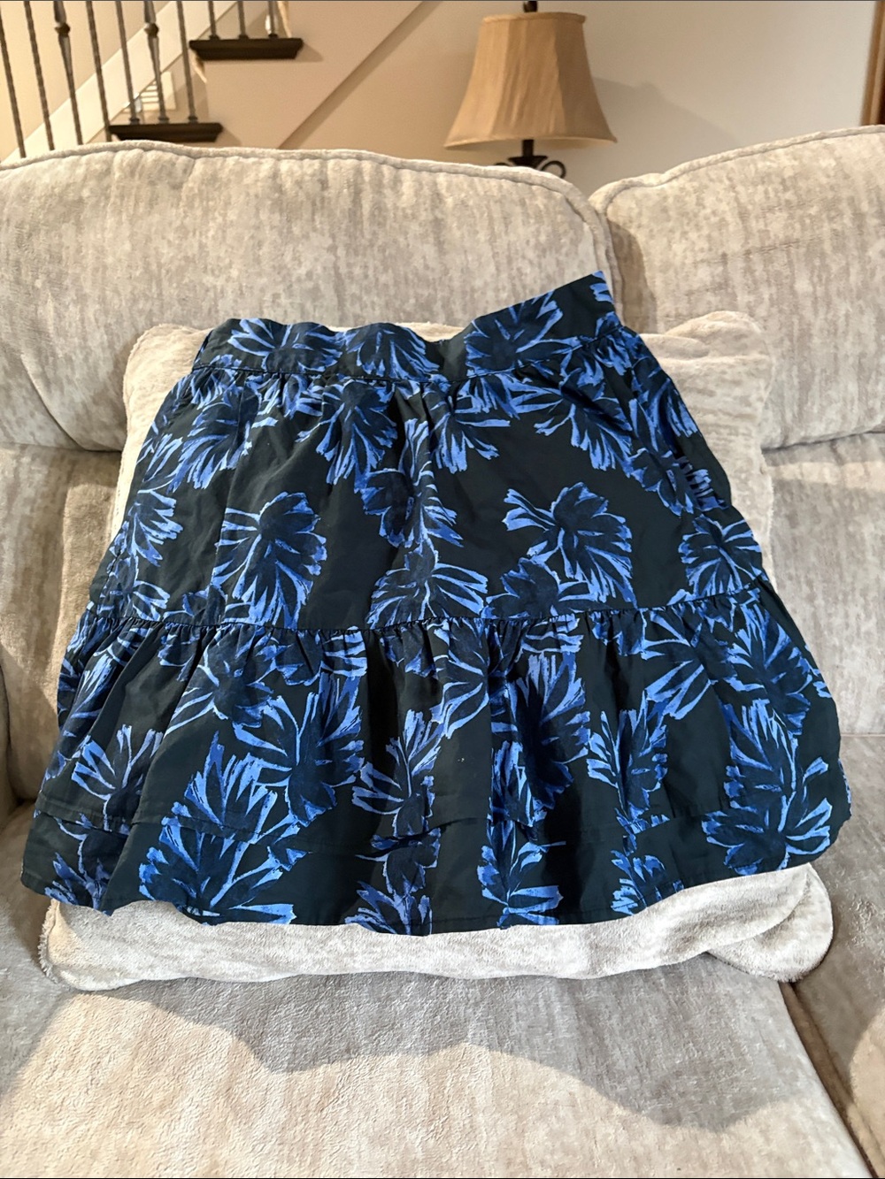 Who What Wear Black Mini Skirt with Blue Floral Print
